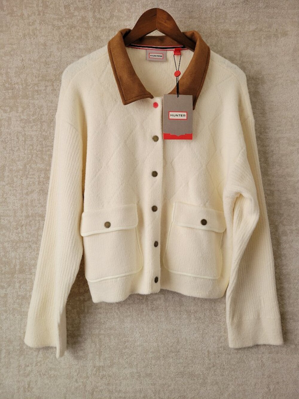 Hunter Marshmallow Cafe Collared Sweater Shacket Cardigan Jacket XL Country Chic